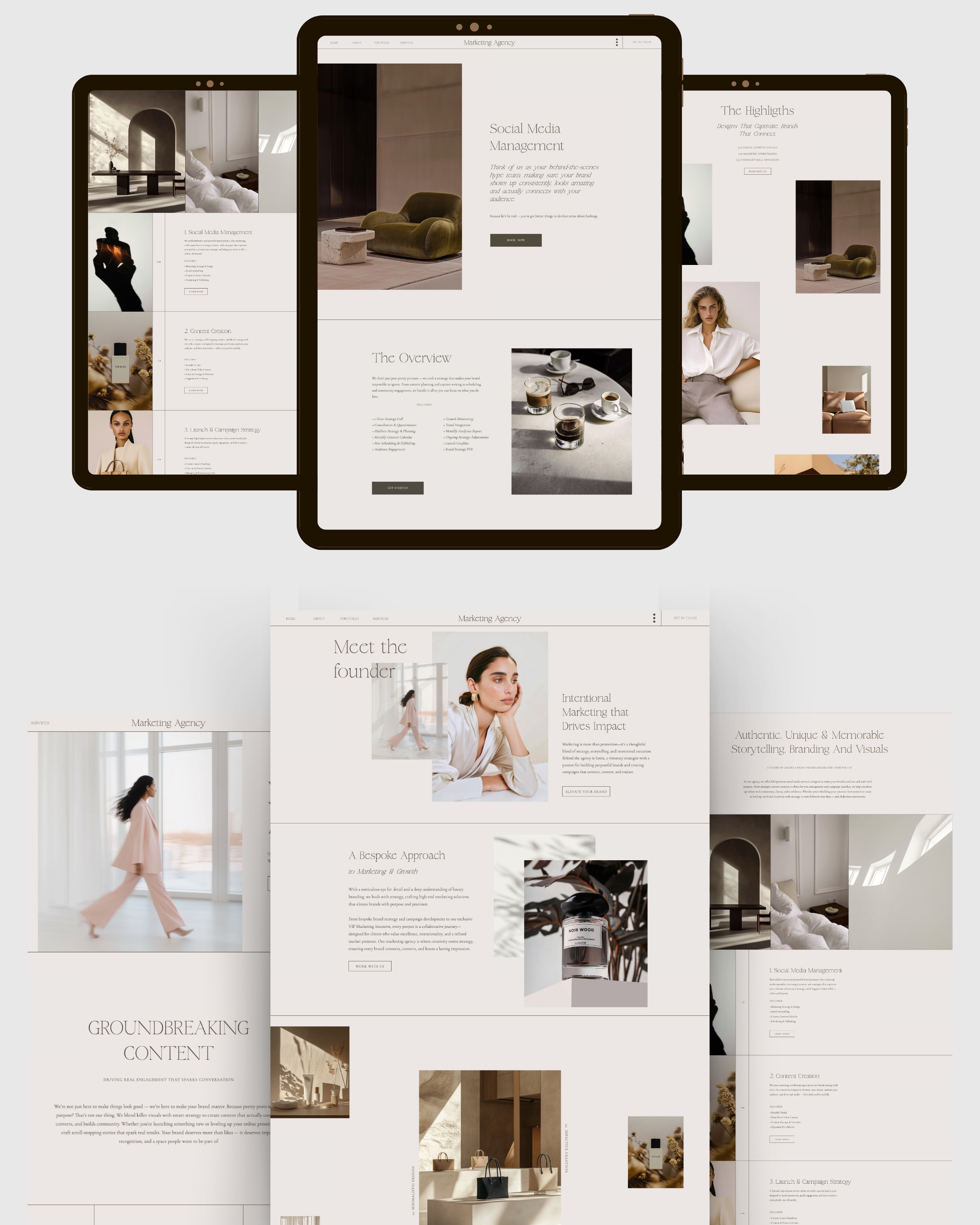 minimalist showit website template for social media markting agency and design studio