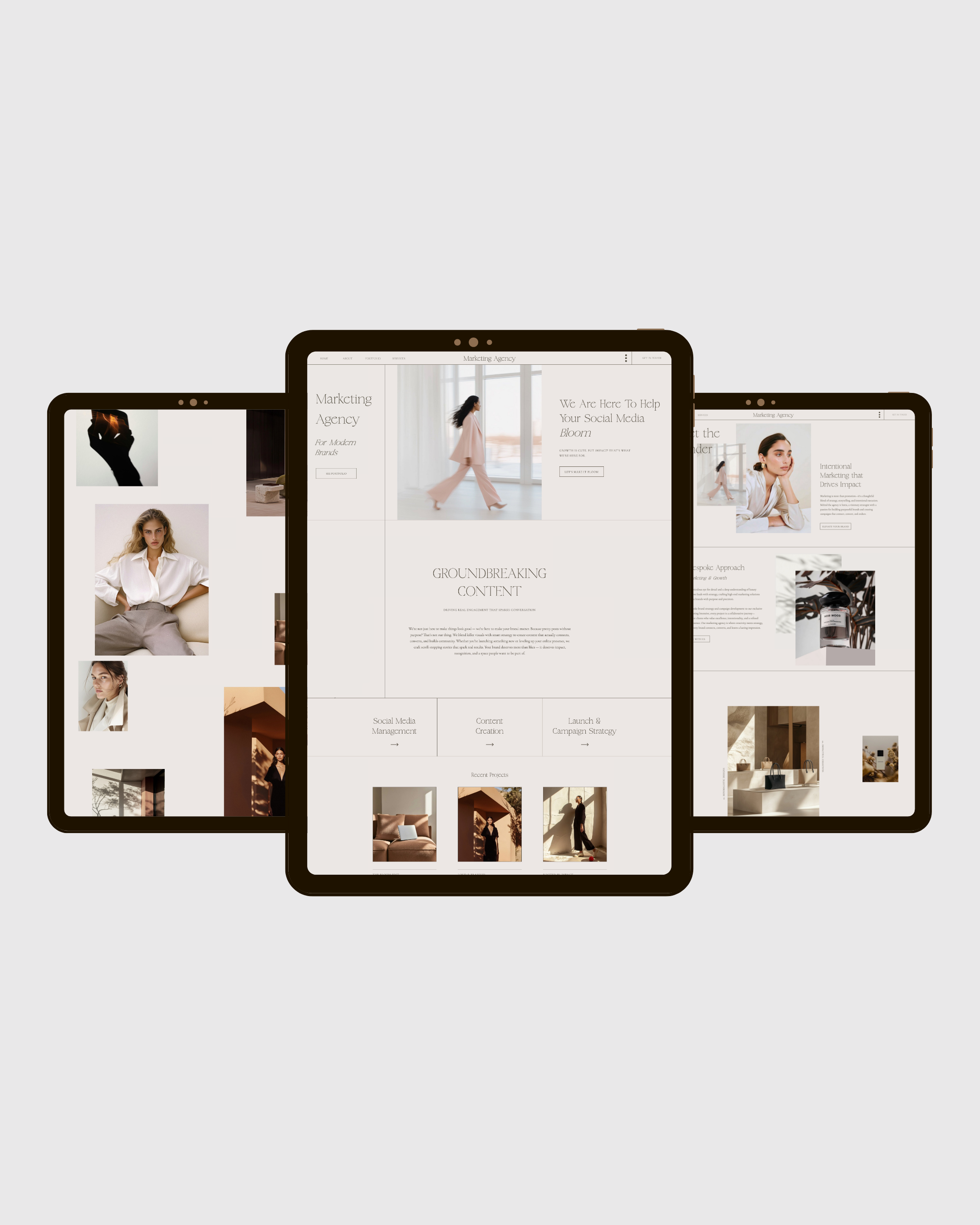 minimalist showit website template for social media markting agency and design studio