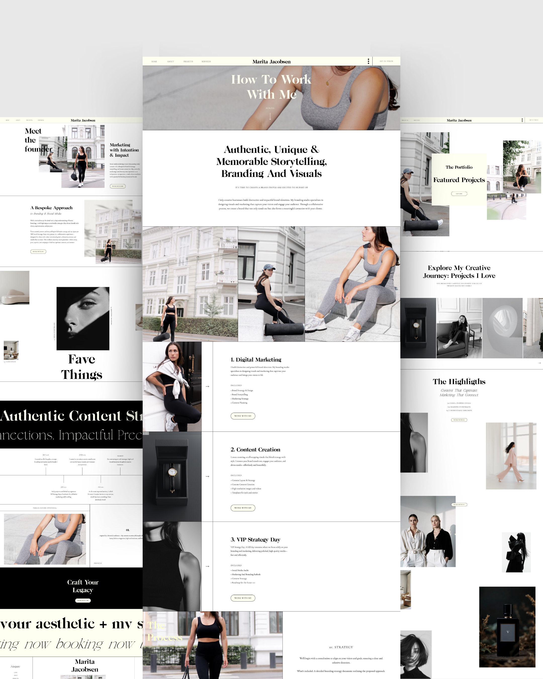 Best Showit Website Template for social media marketing manager, digital marketing manager, content creation, creatives, agency and studio. Modern, minimal, yellow and light portfolio layout with homepage, about me, service page and contact us. Easy to customize. 