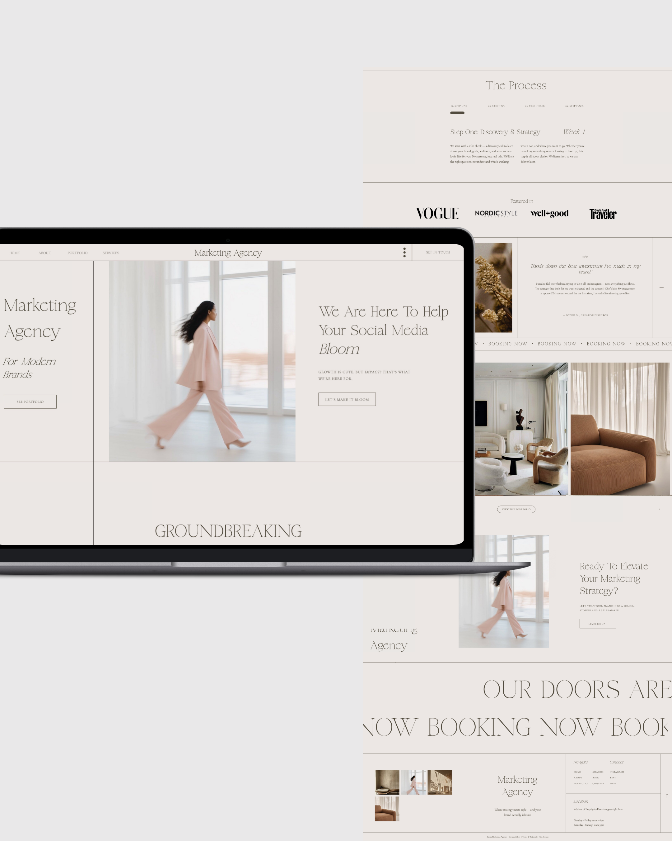 minimalist showit website template for social media markting agency and design studio